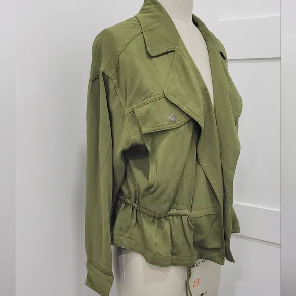 Frye & Co Green Lightweight Open Front Utility Style Jacket - Picture 2 of 14